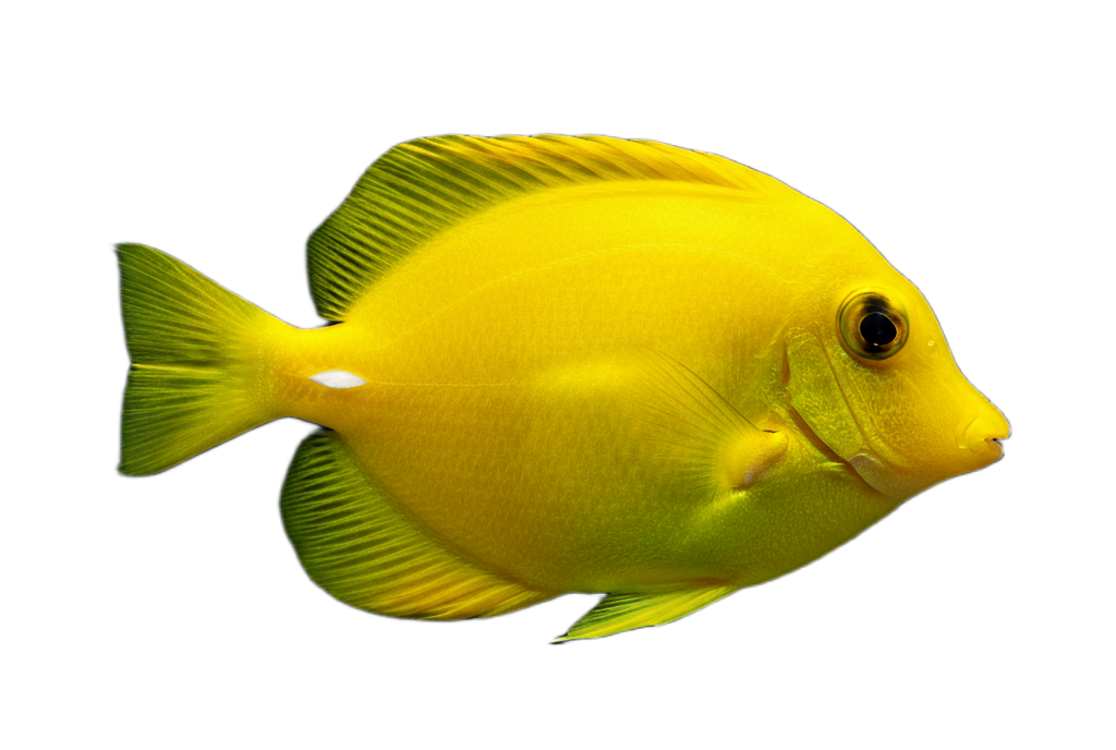 Peixe Yellow Tang amarelo vibrante